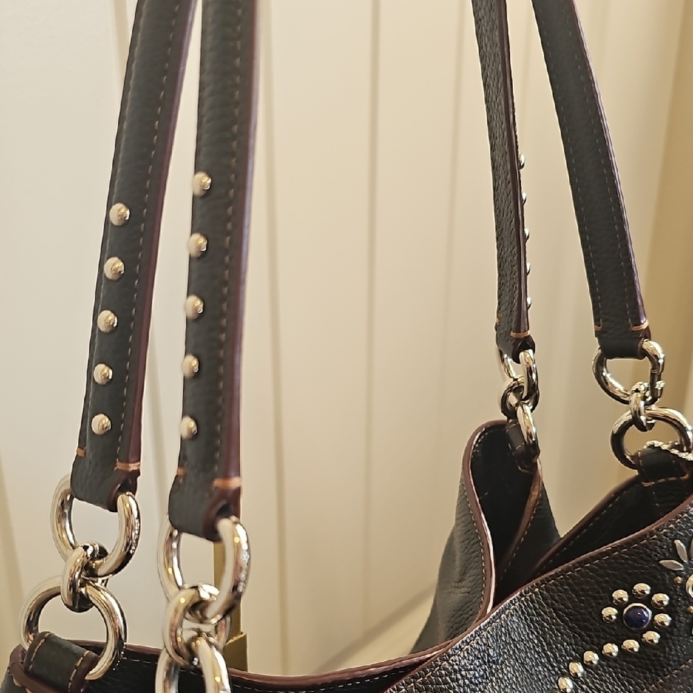 Coach 2017 Lexy XL Black Pebbled Leather Hobo Shoulder Bag Rivet Details. EUC - Picture 6 of 13